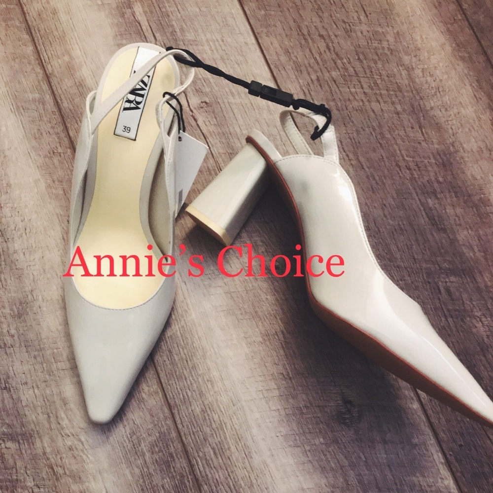 ZARA Slingback Sandals:White, US 7.5, 8/EUR 38, 39